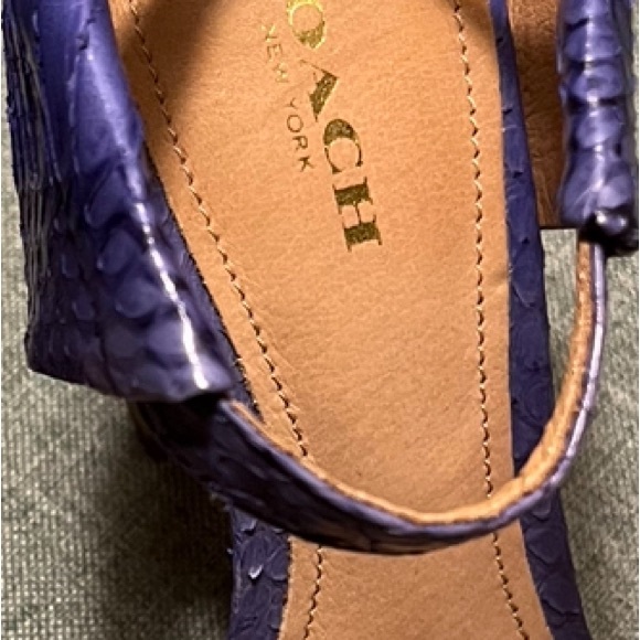 Coach Lexy Blue Textured Sandals With Chunky Heel Women’s Size 7 - Picture 6 of 9